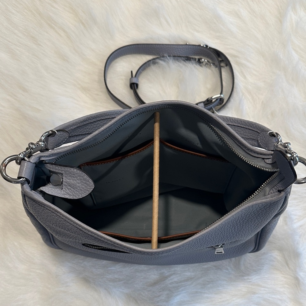 Coach Cary Gray/Blue Leather Shoulder Bag - Picture 3 of 6